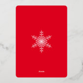 Mooie Red Snowflake-fotokaart voor kerstmis Folie Folie Feestdagenkaart (Achterkant)