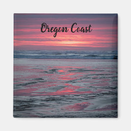 Mooie Red Sunset bij Nye Beach Newport Oregon Magneet