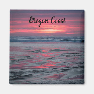 Mooie Red Sunset bij Nye Beach Newport Oregon Magneet