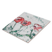 Mooie Red Three Poppy Flowers Sketch Tegeltje (Zijkant)