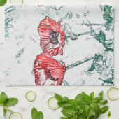 Mooie Red Three Poppy Flowers Sketch Theedoek (Gevouwen)