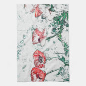 Mooie Red Three Poppy Flowers Sketch Theedoek (Verticaal)