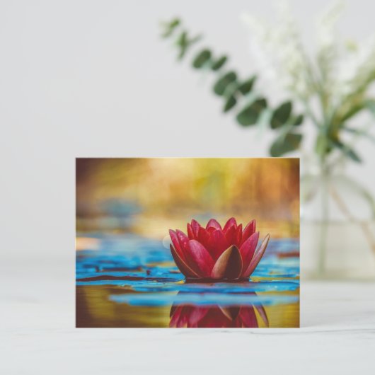 Mooie Red Water Lily Briefkaart (Staand voorkant)