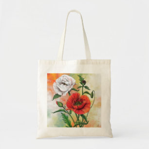 Mooie Red White Poppies Canvas tas
