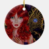 Mooie Redhead Jewel Fairy Green Eyes Keramisch Ornament (Achterkant)