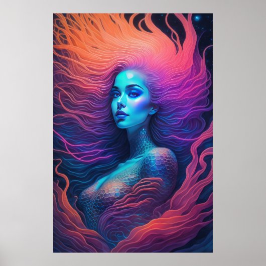 Mooie Redhead Mermaid Poster (Voorkant)