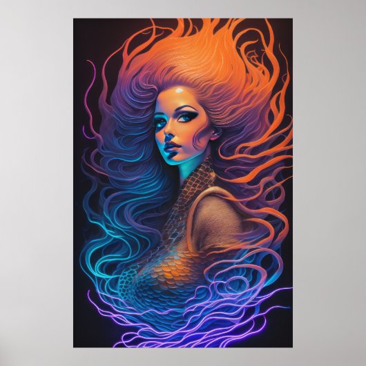 Mooie Redhead Mermaid Poster (Voorkant)
