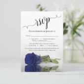 Mooie reflecterende donkerblauwe roos huwelijksfee RSVP kaartje (Staand voorkant)