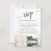 Mooie reflecterende ivoor of witte roos bruiloft RSVP kaartje (Voorkant)