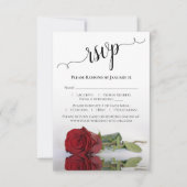 Mooie reflecterende rode roos bruiloft RSVP kaartje (Voorkant)