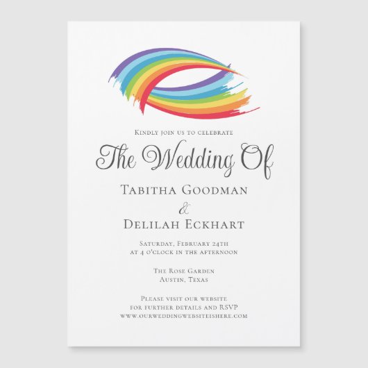 Mooie Regenboog Abstract LGBTQ Bruiloft Magnetische Uitnodiging (Voorkant)