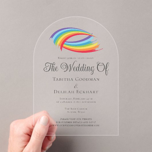 Mooie regenboog Abstracte bruiloft Acryl Uitnodigingen (Insitu (Draagbaar))