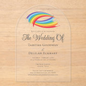 Mooie regenboog Abstracte bruiloft Acryl Uitnodigingen (Voorkant)