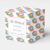 Mooie Regenboog Abstracte Golven LGBT Trouwvierkan Bedankdoosjes (Voorkant Zijde)