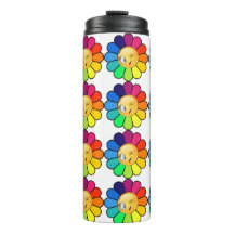 Mooie Regenboog Bloem Thermische Tumbler