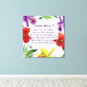 Mooie Regenboog Bloemen Wandkunst :Psalm 46:4-5 Canvas Afdruk (Insitu (Houten vloer))