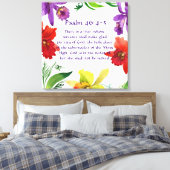 Mooie Regenboog Bloemen Wandkunst :Psalm 46:4-5 Canvas Afdruk (Insitu (Slaapkamer))