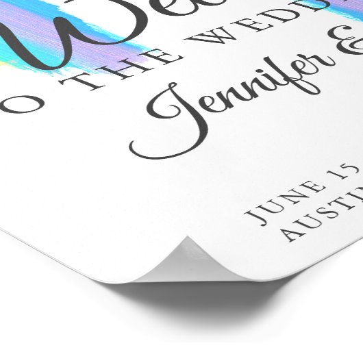 Mooie Regenboog Bruiloft Kleurrijke Custom Welkom Poster (Hoek)