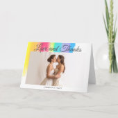 Mooie Regenboog Bruiloft LGBTQ Pas getrouwd Foto Bedankkaart (Voorkant)