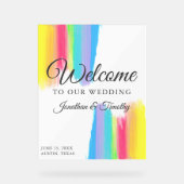 Mooie Regenboog Custom Welkom op onze bruiloft Acryl Bord (Voorkant)