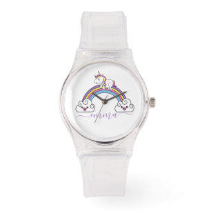 Mooie Regenboog Eenhoorn Persoonlijke Naam Horloge