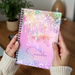 Mooie regenboog eenhoorn roze Glitter Drips monogr Planner