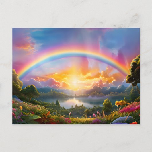 Mooie Regenboog en Meer  Briefkaart (Voorkant)
