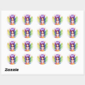 Mooie regenboog gekleurde Happy Fairy Princess Ronde Sticker (Vel)