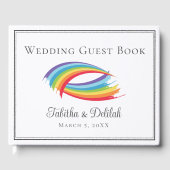 Mooie regenboog golven gepersonaliseerde LGBT brui Gastenboek (Voorkant)