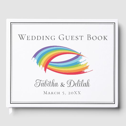 Mooie regenboog golven gepersonaliseerde LGBT brui Gastenboek (Voorkant)