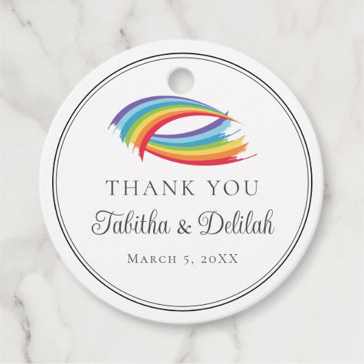 Mooie regenboog golven LGBT bruiloft Bedankjes Labels (Voorkant)