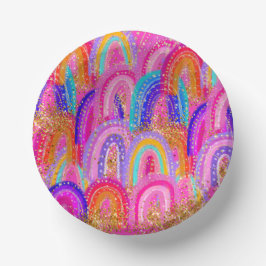 Mooie Regenboog Gouden Glitters Papieren Kommen
