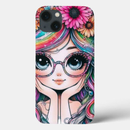 Mooie Regenboog Haar Chibi Meisje Hoesje