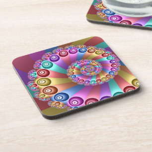 Mooie Regenboog Kleuren Abstracte Fractal Art Bier Onderzetter