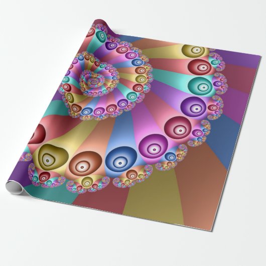 Mooie Regenboog Kleuren Abstracte Fractal Art Cadeaupapier (Uitgerold)