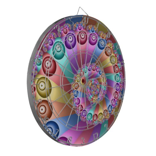 Mooie Regenboog Kleuren Abstracte Fractal Art Dartbord (Voorkant Links)