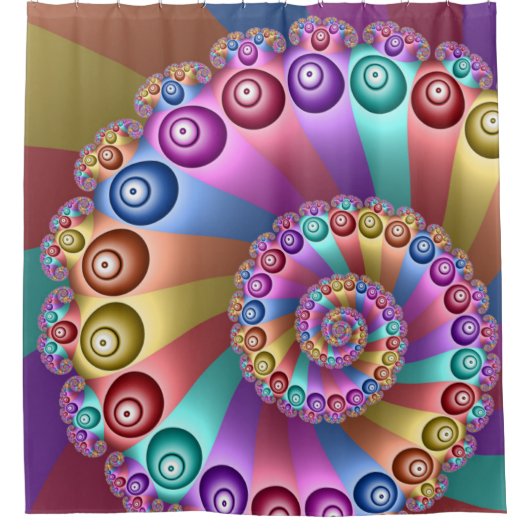 Mooie Regenboog Kleuren Abstracte Fractal Art Douchegordijn (Voorkant)