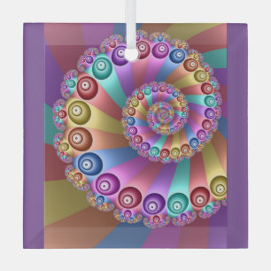 Mooie Regenboog Kleuren Abstracte Fractal Art Glas Ornament