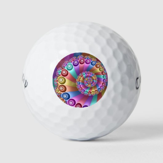 Mooie Regenboog Kleuren Abstracte Fractal Art Golfballen (Voorkant)