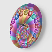 Mooie Regenboog Kleuren Abstracte Fractal Art Grote Klok (Hoek)