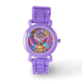 Mooie Regenboog Kleuren Abstracte Fractal Art Horloge
