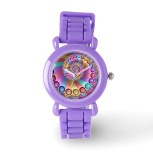 Mooie Regenboog Kleuren Abstracte Fractal Art Horloge