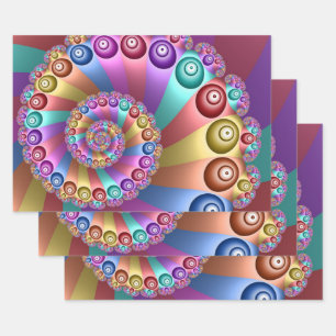 Mooie Regenboog Kleuren Abstracte Fractal Art Inpakpapier Vel