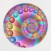 Mooie Regenboog Kleuren Abstracte Fractal Art Labels (Design 2)