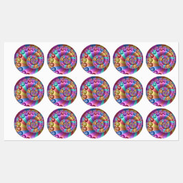Mooie Regenboog Kleuren Abstracte Fractal Art Labels