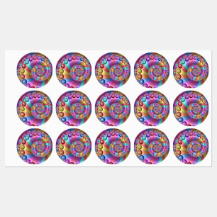 Mooie Regenboog Kleuren Abstracte Fractal Art Labels