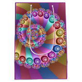 Mooie Regenboog Kleuren Abstracte Fractal Art Medium Cadeauzakje (Achterkant)