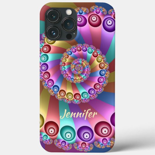 Mooie Regenboog Kleuren Abstracte Fractal Art Naam Case-Mate iPhone Case (Achterkant)