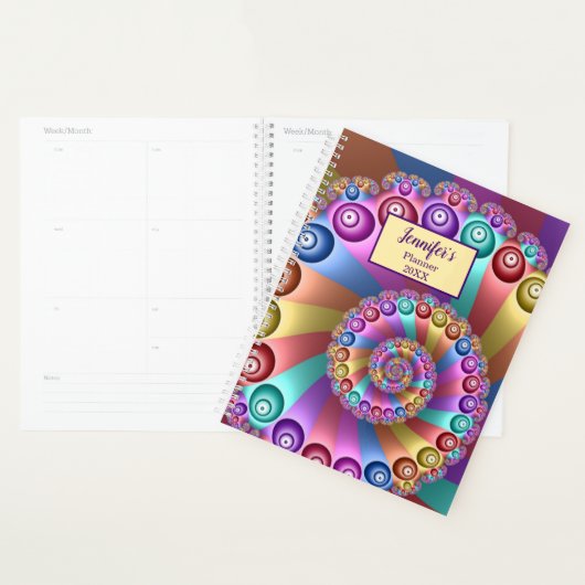 Mooie Regenboog Kleuren Abstracte Fractal Art Naam Planner (Display)
