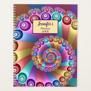 Mooie Regenboog Kleuren Abstracte Fractal Art Naam Planner